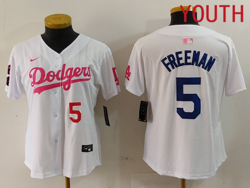 Youth Los Angeles Dodgers #5 Freeman White joint name 2024 Nike MLB Jersey style 9123